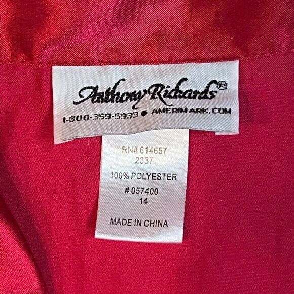 Vintage Anthony Richard’s Blouse Womens 14 Satin Button Up Preppy Holiday Top - Picture 9 of 10